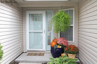 Replace Dated and Worn Door with a New White Storm Door and Aqua Door